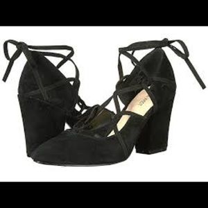 Nine West Black Suede Safflower Lace Up Pump 7